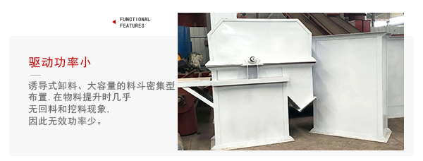 TD型斗式提升機驅(qū)動力小，無回料等特點展示圖。